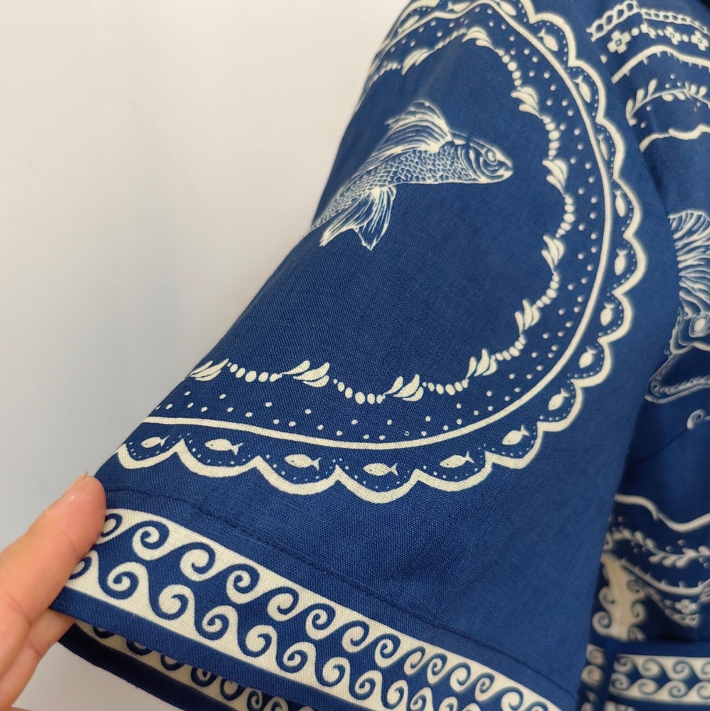 Alemais Oceane belted printed linen mini shirt dress - Picture 11 of 11